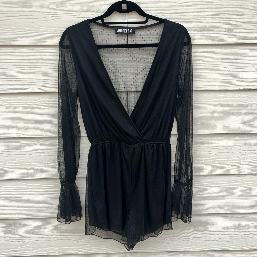 AUDREY 3+1 Black Shorts Romper Size M